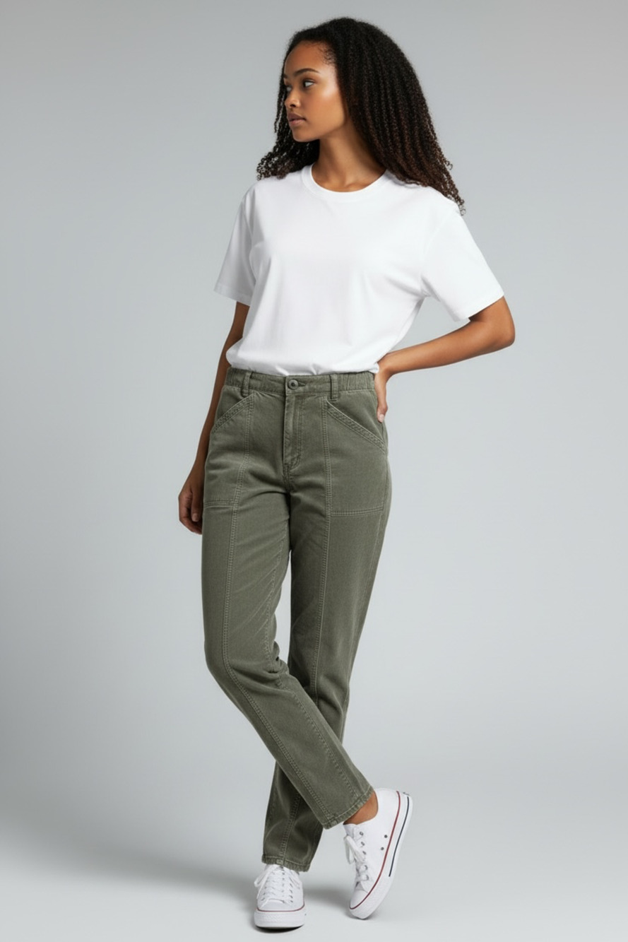 Old Navy Mid Rise Pull On Cargo Pants Size M Weathered Army Green Cotton Blend